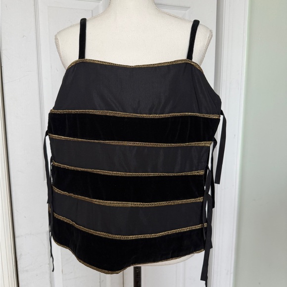 Late 1980s Gianni Versace Black and Gold Baroque Velvet Silk Corset Top Sz Large - Picture 11 of 15